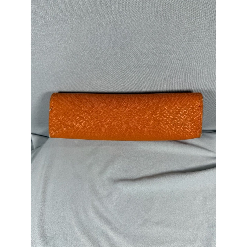 Tory Burch Saffiano Leather Orange Sunglasses Eyeglasses Hard Case Gold Logo - Picture 4 of 8